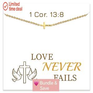 Gold Cross Bracelet with Bible Verse Engraving, Adjustable 7" Chain